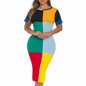 Color block midi dress